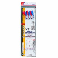 ハヤブサ ソイ・タラ レッド&ブルーバルン 6本鈎1セット D-614 18号 (ハリス　10号)【10点セット】