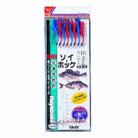 ハヤブサ レッドバルン赤毛&ブルーバルン青毛 8本鈎1セット D-615 17号 (ハリス　8号)【10点セット】