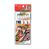 ハヤブサ 金袖鈎 ハゲ皮サビキ 6本鈎 6本鈎1セット HS713 3号(ハリス　0.6号)【10点セット】