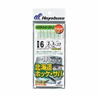 ハヤブサ 北海道ホッケ・サバ ツイストウィリーグリーン 6本鈎1セット HS432 　6号(ハリス　2号)【10点セット】