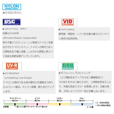 画像2: ≪'17年10月新商品！≫ サンライン キャステスト 投 1000m 3号 ライトグリーン＆ピンク＆イエロー＆ブルー