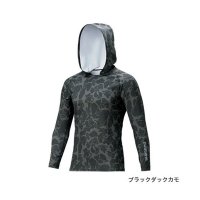 ≪'20年3月新商品！≫ シマノ サン プロテクション ロングスリーブフーディシャツ IN-062Q ブラックダックカモ Sサイズ [3月発売予定/ご予約受付中]