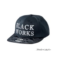 ≪'23年2月新商品！≫ がまかつ フラットブリムキャップ(ブラックワークス) GM-9895 ブラック×シルバー Lサイズ