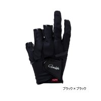 ≪'23年12月新商品！≫ がまかつ エルゴグリップグローブ(3本切) GM-7295 ブラック×ブラック Lサイズ [12月発売予定/ご予約受付中]