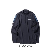 ≪'24年3月新商品！≫ シマノ ウォーターリペル ハーフジップシャツ ロングスリーブ SH-040X ブラック Mサイズ [3月発売予定/ご予約受付中]