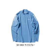 ≪'24年3月新商品！≫ シマノ ウォーターリペル ハーフジップシャツ ロングスリーブ SH-040X サックスブルー Sサイズ [3月発売予定/ご予約受付中]