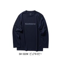 ≪'24年3月新商品！≫ シマノ ドライロゴTシャツ ロングスリーブ SH-022W ピュアネイビー Sサイズ [3月発売予定/ご予約受付中]