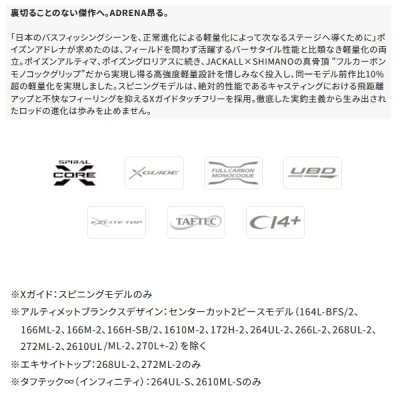 画像2: ≪'24年3月新商品！≫ シマノ '24 ポイズン アドレナ 164MH-SB 〔仕舞寸法 160.6cm〕 【保証書付き】 [3月発売予定/ご予約受付中] 【大型商品1/代引不可】