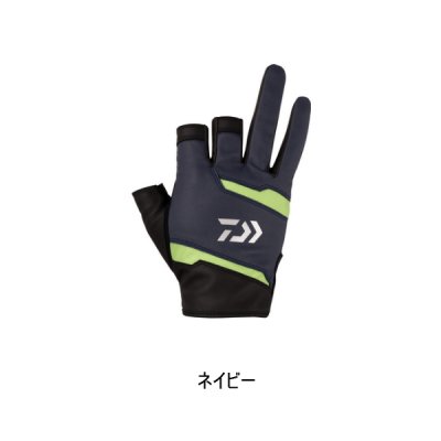 画像1: ≪'24年4月新商品！≫ ダイワ レザーフィットグローブ 3本カット DG-1424 ネイビー XLサイズ