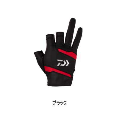 画像1: ≪'24年4月新商品！≫ ダイワ レザーフィットグローブ 3本カット DG-1424 ブラック Lサイズ