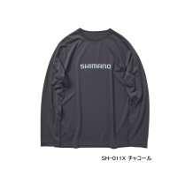 ≪'24年9月新商品！≫ シマノ ドライロゴTシャル ロングスリーブ SH-011X チャコール Sサイズ [9月発売予定/ご予約受付中]