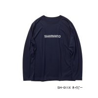 ≪'24年9月新商品！≫ シマノ ドライロゴTシャル ロングスリーブ SH-011X ネイビー Sサイズ [9月発売予定/ご予約受付中]