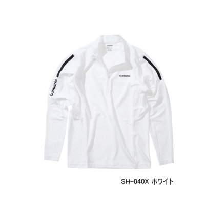 画像1: ≪'25年3月新商品！≫ シマノ ウォーターリペル ハーフジップシャツ ロングスリーブ SH-040X ホワイト Sサイズ [3月発売予定/ご予約受付中]