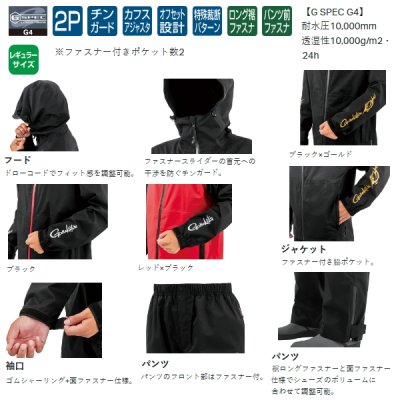 画像3: ≪'25年6月新商品！≫ がまかつ Gスペック レインスーツ GM-3784 レッド×ブラック Mサイズ [6月発売予定/ご予約受付中]
