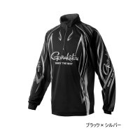 ≪'25年4月新商品！≫ がまかつ 2WAY プリントジップシャツ(長袖) GM-3734 ブラック×シルバー Mサイズ [4月発売予定/ご予約受付中]