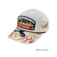 ≪'25年3月新商品！≫ がまかつ フィッシングキャップ(ワッペン) GM-9112 ホワイト×レッド Mサイズ