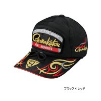 ≪'25年3月新商品！≫ がまかつ フィッシングキャップ(ワッペン) GM-9112 ブラック×レッド Mサイズ