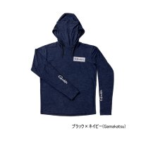 ≪'25年3月新商品！≫ がまかつ サンシェードフーディTシャツ GM-3747 ブラック×ネイビー(がまかつ) Mサイズ