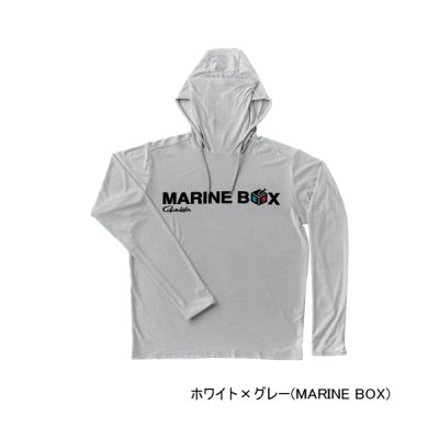 画像1: ≪'25年3月新商品！≫ がまかつ サンシェードフーディTシャツ GM-3747 ホワイト×グレー(マリンボックス) Lサイズ