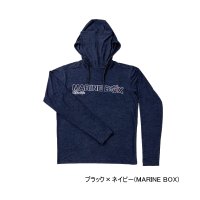≪'25年3月新商品！≫ がまかつ サンシェードフーディTシャツ GM-3747 ブラック×ネイビー(マリンボックス) Mサイズ