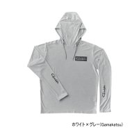 ≪'25年3月新商品！≫ がまかつ サンシェードフーディTシャツ GM-3747 ホワイト×グレー(がまかつ) LLサイズ