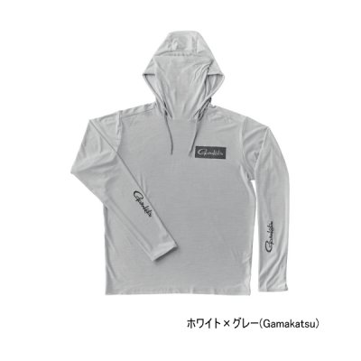 画像1: ≪'25年3月新商品！≫ がまかつ サンシェードフーディTシャツ GM-3747 ホワイト×グレー(がまかつ) Lサイズ