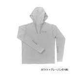 ≪'25年3月新商品！≫ がまかつ サンシェードフーディTシャツ GM-3747 ホワイト×グレー(バンダナ柄) Mサイズ