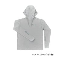 ≪'25年3月新商品！≫ がまかつ サンシェードフーディTシャツ GM-3747 ホワイト×グレー(バンダナ柄) Mサイズ