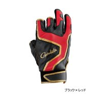 ≪'25年5月新商品！≫ がまかつ ストレッチフィッシンググローブ(3本切) GM-7306 ブラック×レッド Mサイズ [5月発売予定/ご予約受付中]