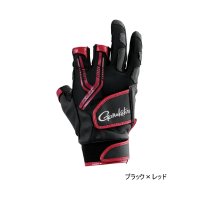 ≪'25年5月新商品！≫ がまかつ トーナメントグローブ(3本切) GM-7305 ブラック×レッド Mサイズ [5月発売予定/ご予約受付中]