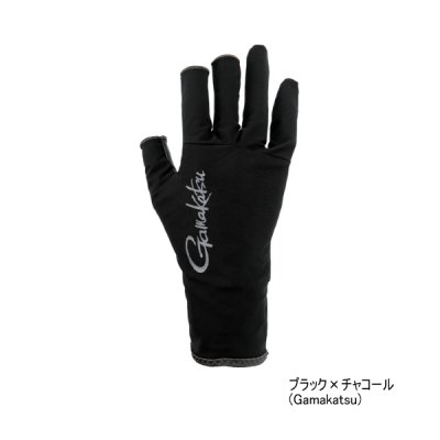 画像1: ≪'25年5月新商品！≫ がまかつ UVカットグローブ GM-7304 ブラック×チャコール(がまかつ) Mサイズ [5月発売予定/ご予約受付中]