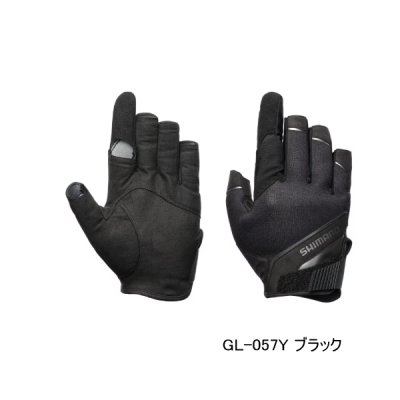 画像1: ≪'25年10月新商品！≫ シマノ 05 タイタニューム・アルファ キャスティンググローブ GL-057Y ブラック 2XLサイズ [10月発売予定/ご予約受付中]