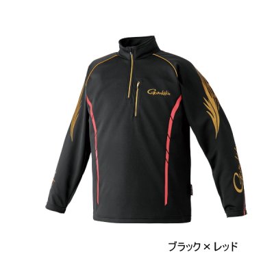 画像1: ≪'25年10月新商品！≫ がまかつ 2WAYウォームジップシャツ GM-3766 ブラック×レッド Lサイズ [10月発売予定/ご予約受付中]