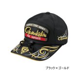 ≪'25年9月新商品！≫ がまかつ フィッシングキャップ(ワッペン) GM-9112 ブラック×ゴールド Mサイズ [9月発売予定/ご予約受付中]