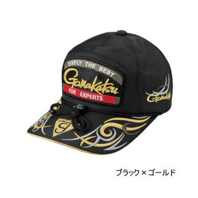 画像1: ≪'25年9月新商品！≫ がまかつ フィッシングキャップ(ワッペン) GM-9112 ブラック×ゴールド Mサイズ [9月発売予定/ご予約受付中]