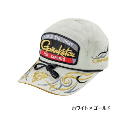画像1: ≪'25年9月新商品！≫ がまかつ フィッシングキャップ(ワッペン) GM-9112 ホワイト×ゴールド LLサイズ [9月発売予定/ご予約受付中]