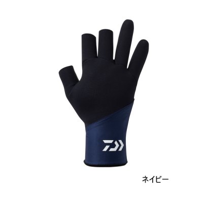 画像1: ≪'25年9月新商品！≫ ダイワ タイタニューム アルファ(TM) グローブ 3本カット DG-7325W ネイビー Lサイズ