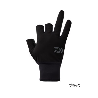 画像1: ≪'25年9月新商品！≫ ダイワ 防風ベルトレスグローブ 3本カット DG-8025W ブラック Lサイズ