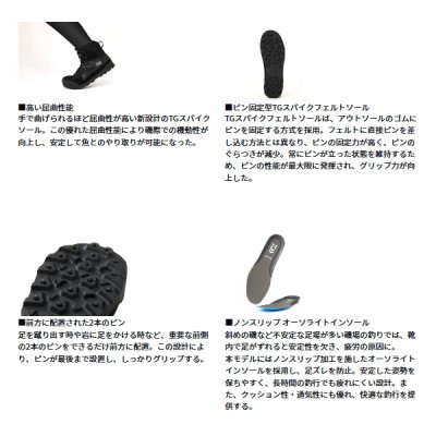 画像2: (25年10月新商品) ダイワ TGロックショア ゴアテックスシューズ(スパイクソール) DS-3150G-TG ブラック 25.5cm