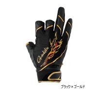 （25年12月新商品） がまかつ ストレッチフィッシンググローブ（3本切） GM-7308 ブラック×ゴールド LLサイズ （12月発売予定／ご予約受付中）