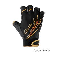 (25年12月新商品) がまかつ ストレッチフィッシンググローブ(5本切) GM-7309 ブラック×ゴールド LLサイズ (12月発売予定/ご予約受付中)
