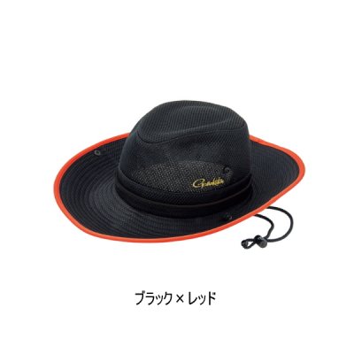 画像1: がまかつ ライトクールストローハット GM-9890 ブラック×レッド LLサイズ