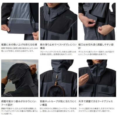 画像3: （26年3月新商品） シマノ GTX-ST ウェーディングプロジャケット 05 RA-025Z チャコール Mサイズ （3月発売予定／ご予約受付中）