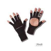 ハヤブサ ストレッチタフ手甲グローブ 5本カット Y4198 ブラック（90） フリーサイズ