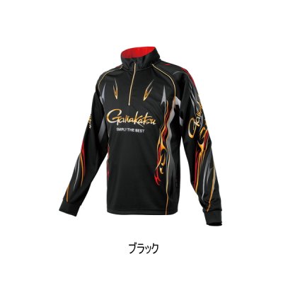 画像1: （26年4月新商品） がまかつ 2WAYプリントジップシャツ（長袖） GM-3814 ブラック Mサイズ （4月発売予定／ご予約受付中）