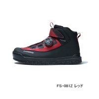 （26年3月新商品） シマノ クイックゲームシューズ カットラバーピンフェルト FS-081Z レッド 29.0cm （3月発売予定／ご予約受付中）