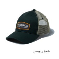 （26年3月新商品） シマノ ワッペン ハーフメッシュキャップ CA-081Z カーキ Lサイズ （3月発売予定／ご予約受付中）