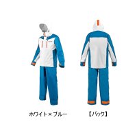 （26年4月新商品） がまかつ PVCレインスーツ GM-3818 ホワイト×ブルー 3Lサイズ （4月発売予定／ご予約受付中）