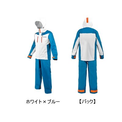 画像1: （26年4月新商品） がまかつ PVCレインスーツ GM-3818 ホワイト×ブルー Mサイズ （4月発売予定／ご予約受付中）