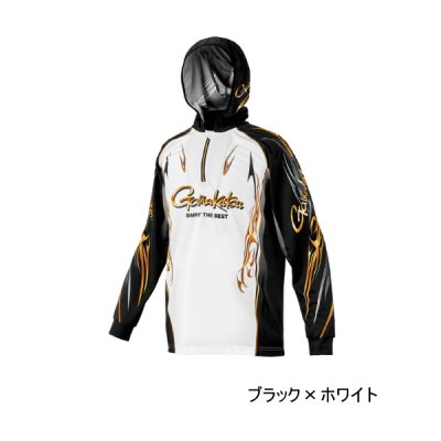 画像1: （26年4月新商品） がまかつ 2WAYプリントジップシャツフーディ GM-3816 ブラック×ホワイト 3Lサイズ （4月発売予定／ご予約受付中）